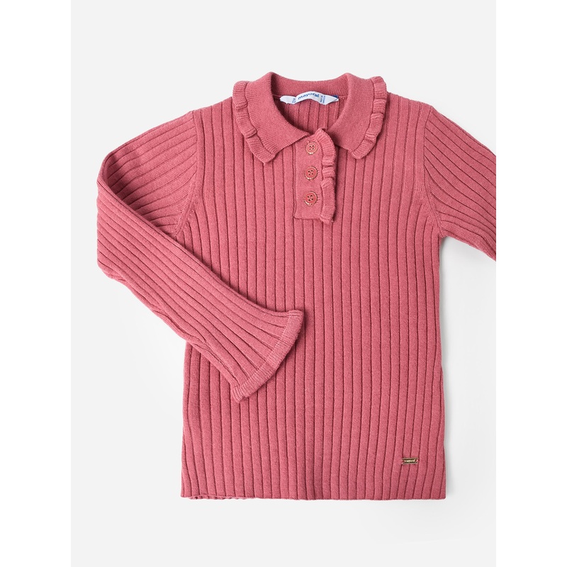 Mayoral Girls’ Long Sleeve Ribbed Knit Polo