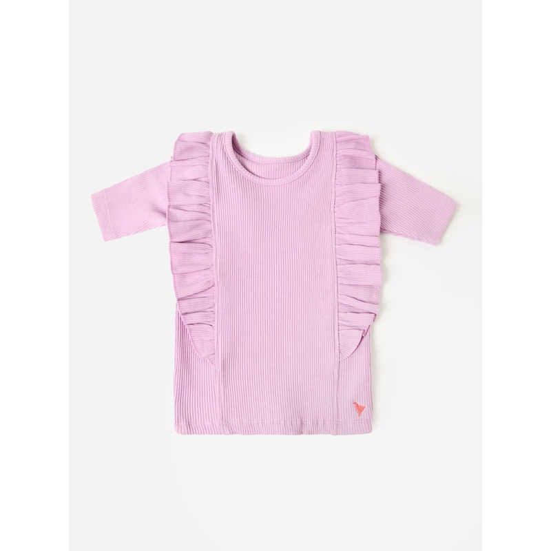 Pink Chicken Girls’ Organic Ruffle Rib Top