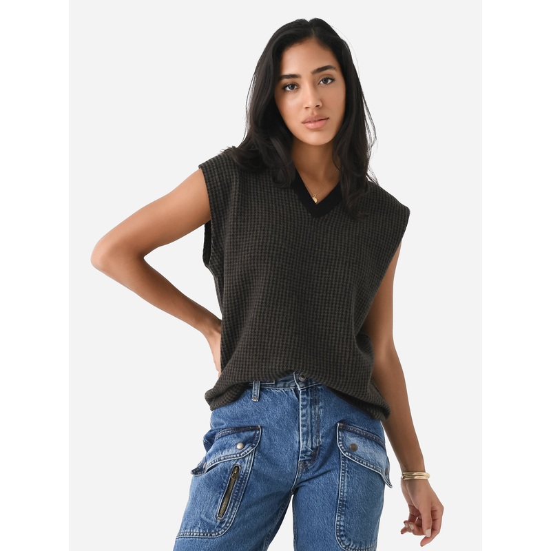 Vince Women’s Houndstooth Wool Cashmere Stitch Vest