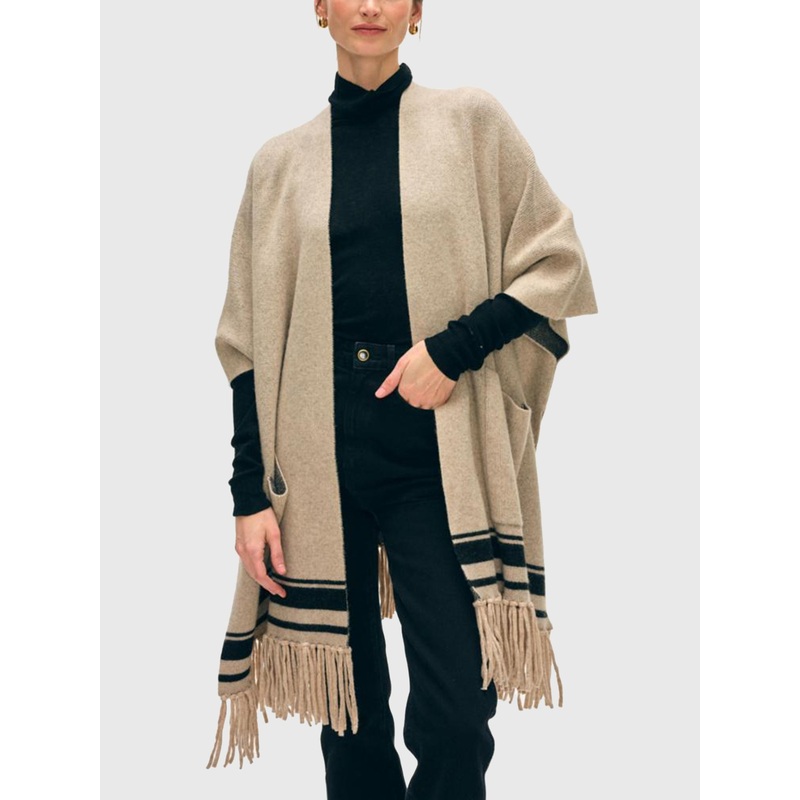 White + Warren Women’s Cashmere Blend Fringe Poncho