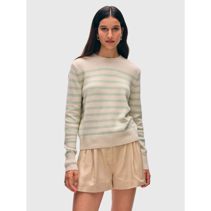 White + Warren Women’s Cashmere Striped Crewneck Sweater
