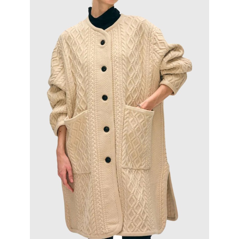 White + Warren Women’s Merino Luxe Cable Coat