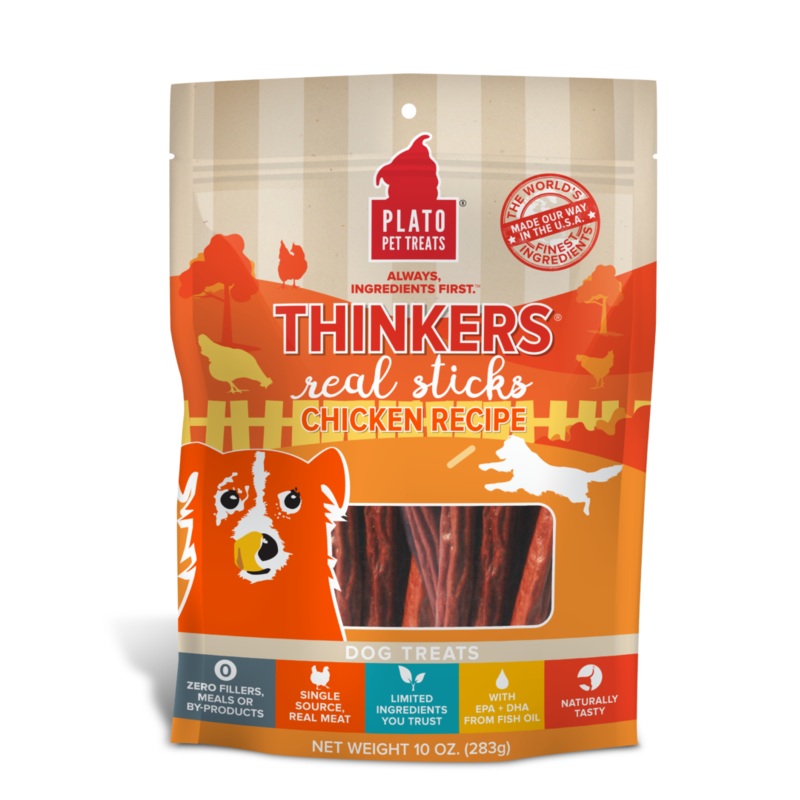 Plato Pet Treats Thinkers Real Sticks Chicken