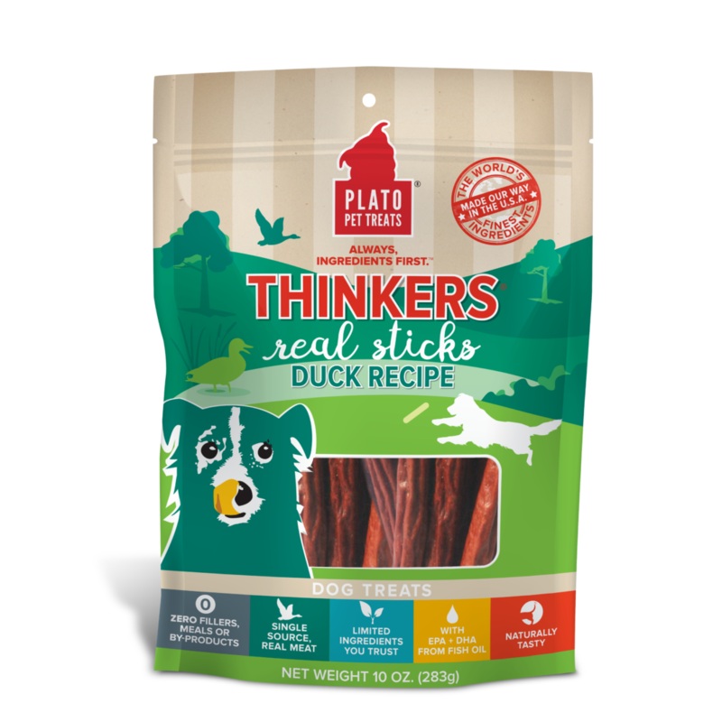 Plato Pet Treats Thinkers Real Sticks Duck