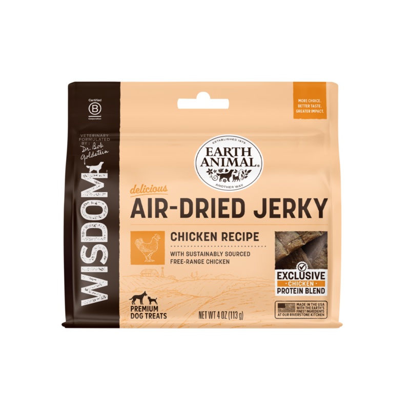 Earth Animal Wisdom Air-Dried Chicken Recipe Jerky 4oz