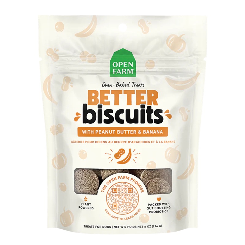 Open Farm Better Biscuits Peanut Butter & Banana Recipe 8oz