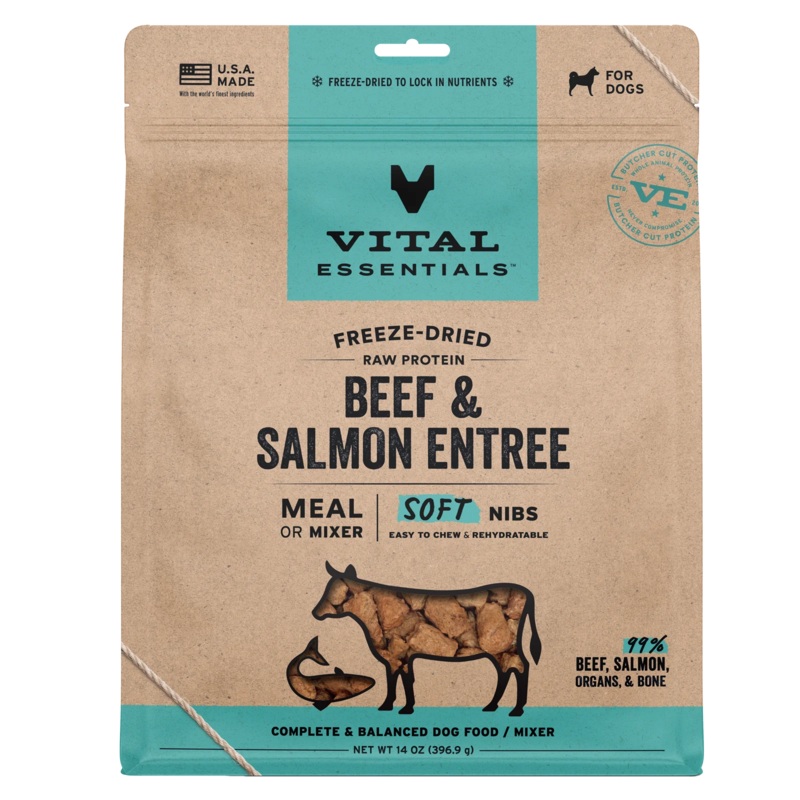 Vital Essentials Freeze Dried Soft NIBS Beef & Salmon 14oz