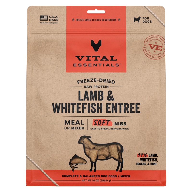 Vital Essentials Freeze Dried Soft NIBS Lamb & Whitefish 14oz