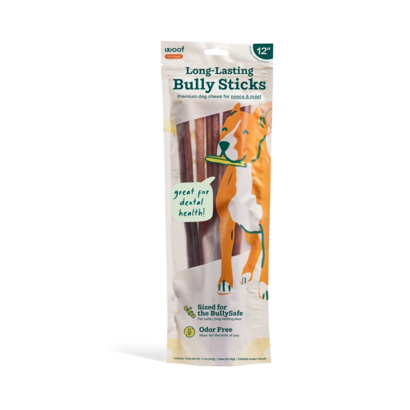 Woof BullySafe Free Range Bully Sticks 12in 5 Pack