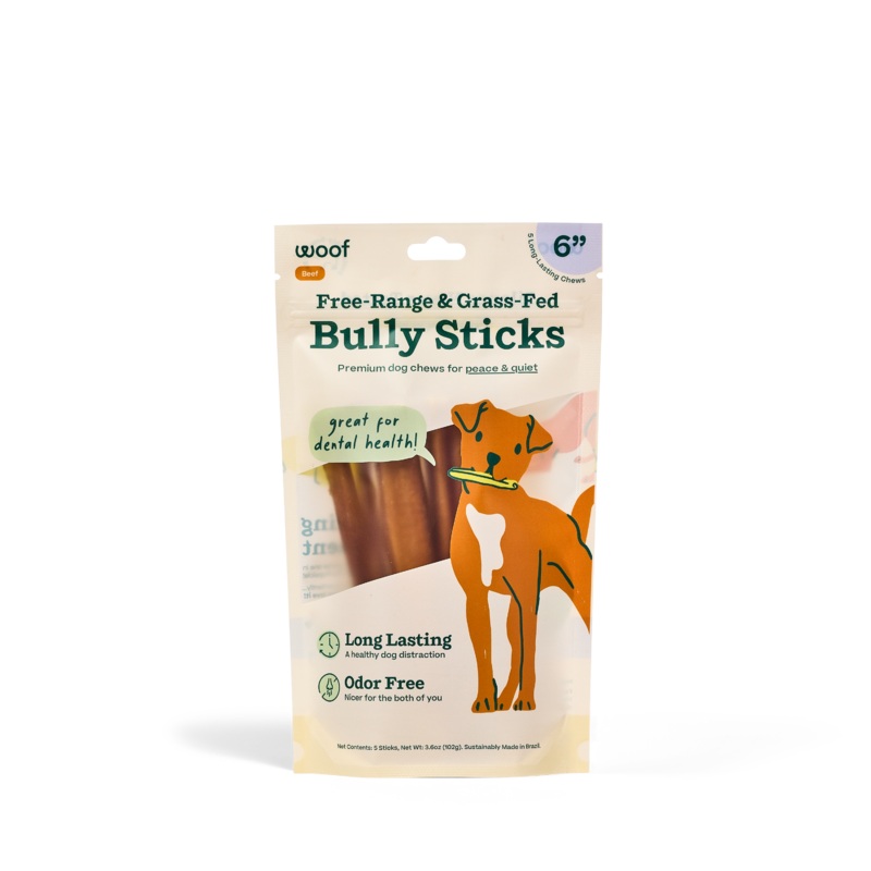 Woof BullySafe Free Range Bully Sticks 6in 5 Pack