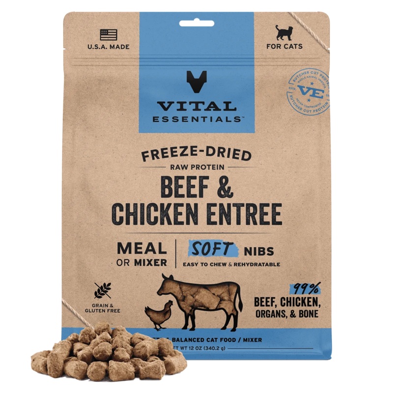 Vital Essentials Cat Freeze Dried Mixers Beef & Chicken 12oz