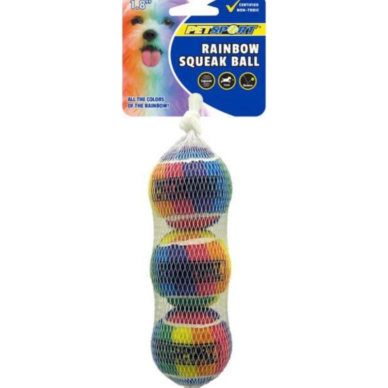 PetSport Rainbow Squeak Ball 1.8 3pk