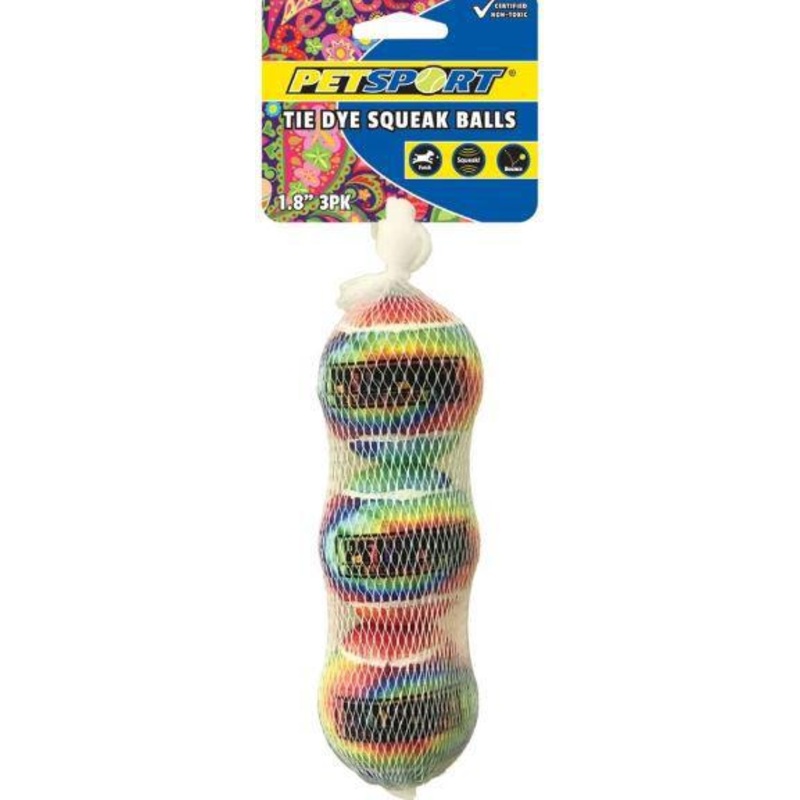 PetSport Tie Dye Squeak Ball 1.8 3pk