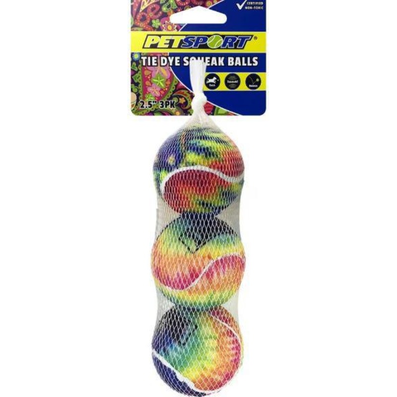 PetSport Tie Dye Squeak Ball 2.5 3pk