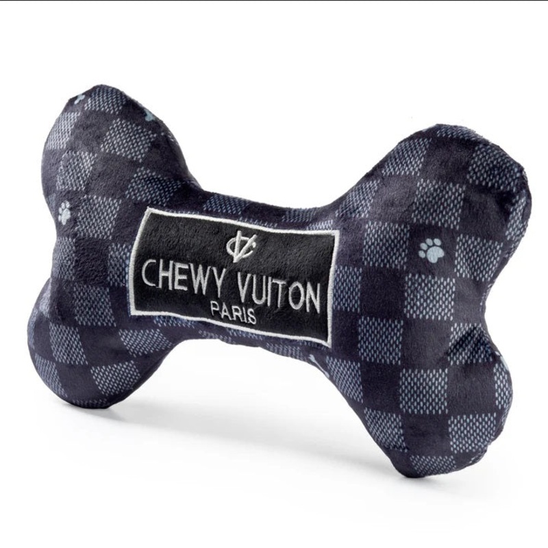Chewy Vuiton Black Bone Plush Dog Toy