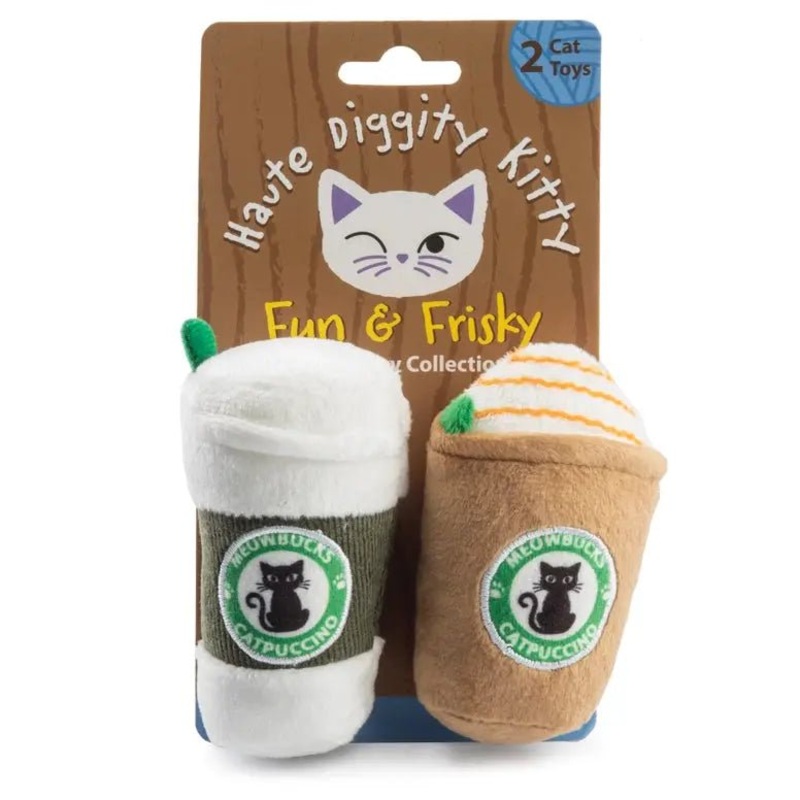 Haute Diggity Dog Meowbucks 2 Coffee Cups Organic Catnip Toys