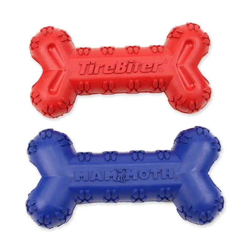 Mammoth Pet Products TireBiter Advanced Color Bone w/Treat Station Dog Toy 7.25 in