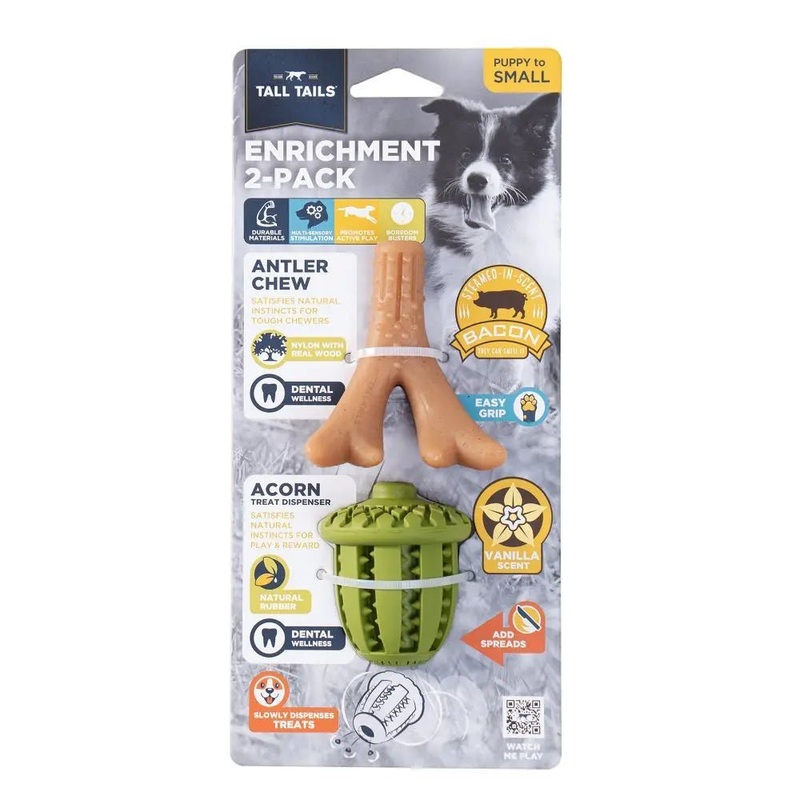 Tall Tails 2 Pack Antler/Pinecone Enrichment Pack Best Chew Toys for Dogs