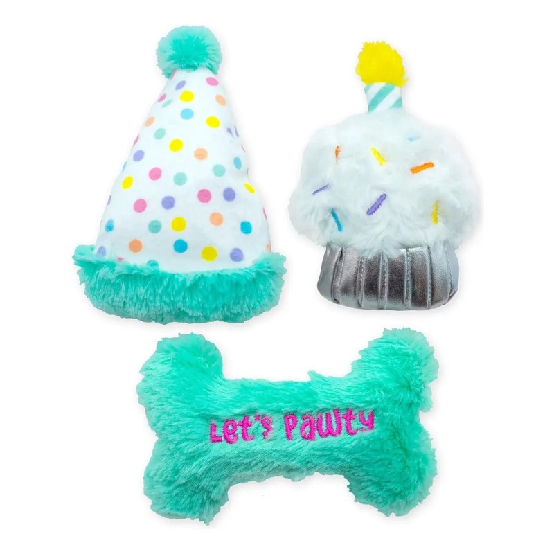 ThoozyPet Birthday 3pk Small Plush Dog Toys 5.5