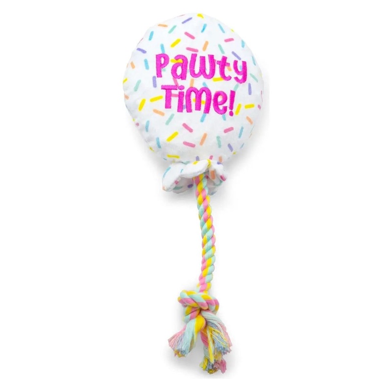 ThoozyPet Birthday Balloon Plush Dog Toy with Rope 7