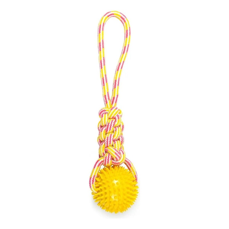 ThoozyPet Knotted Tug Rope Dog Toy with TPR Spike Ball 16