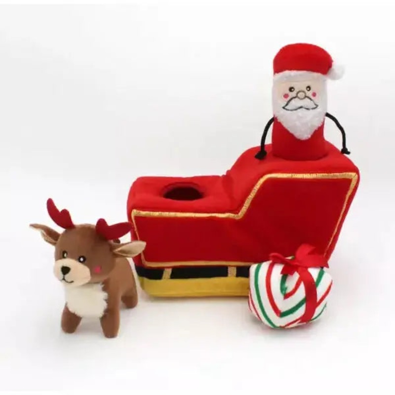 Zippy Paws Holiday Burrow Santa’s Sleigh Dog Toys
