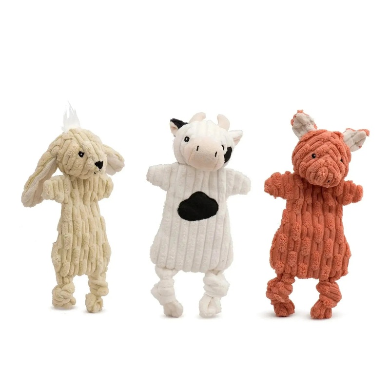 Dog Toys HuggleHounds Woodland HuggleFlatties Tough Squeaky Plush Small Dog Toys 3pk