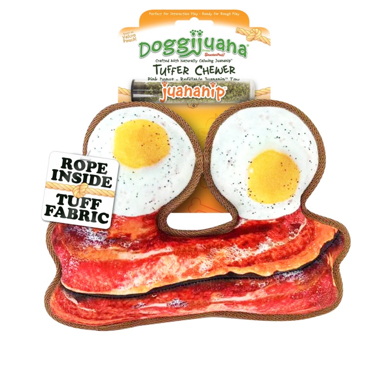 Doggijuana Tuffer Chewer Eggs & Bacon Dog Toy