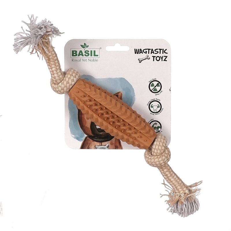 Basil Dog Toys – Jute Rope with TPR Spike Center
