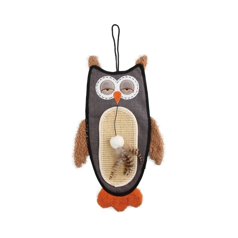 GiGwi Cat Toys – Cat Scratcher with Catnip – Owl (Brown)