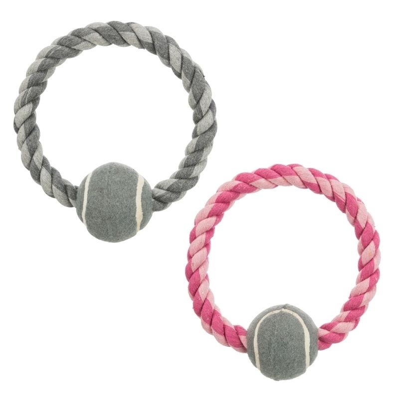 Trixie Dog Toys – Ring Rope with Tennis Ball – Pack of 1