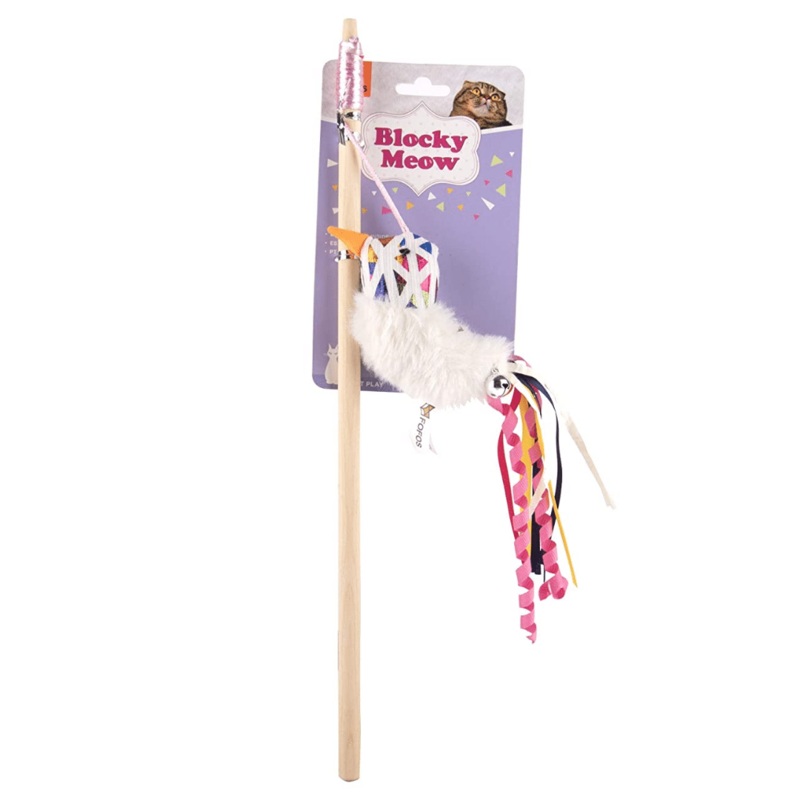 FOFOS Cat Toy – Blocky Meow Bird Wand/Teaser