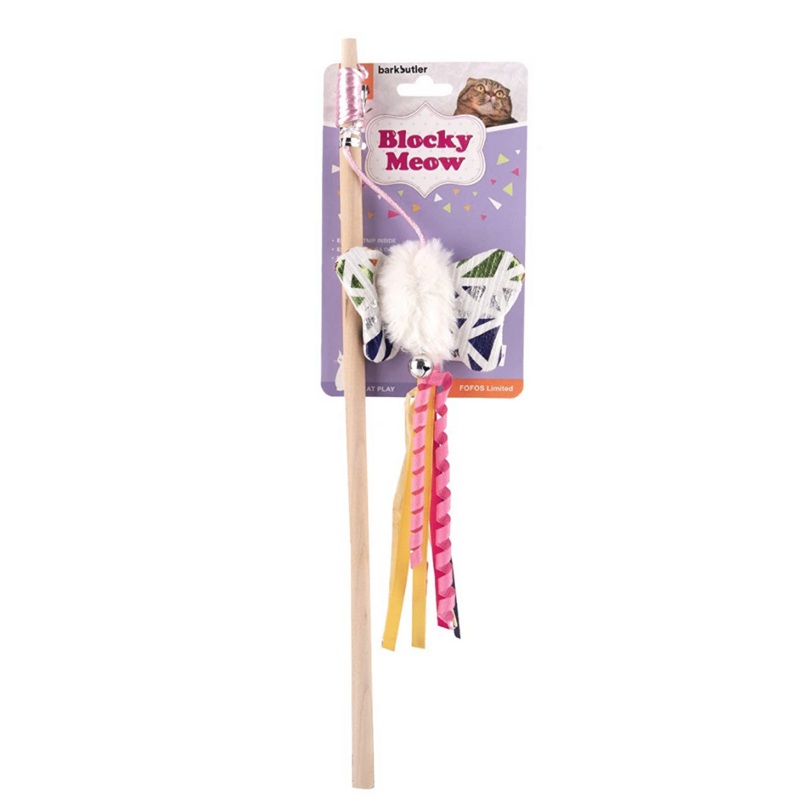 FOFOS Cat Toy – Blocky Meow Butterfly Wand/Teaser