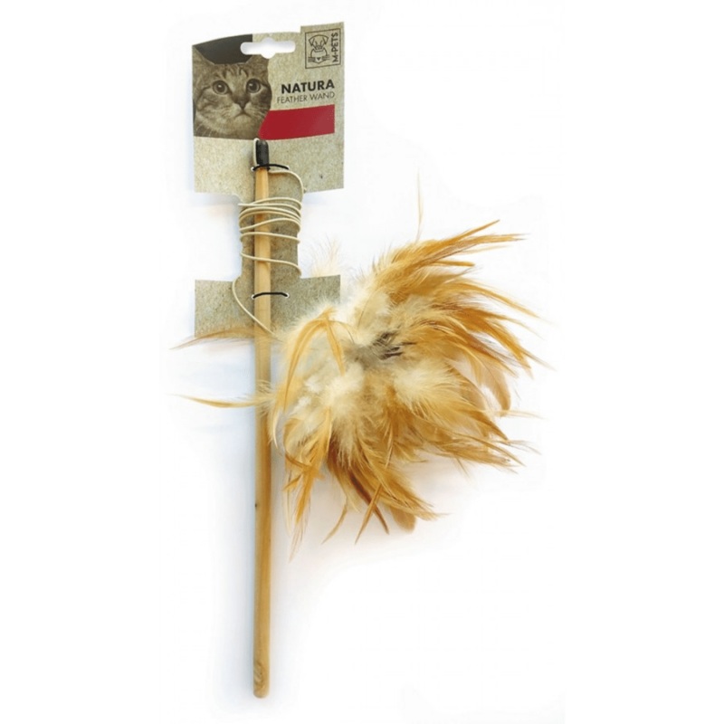 M-Pets Cat Toys – Cat Wand Feather Teaser – Natura Feather