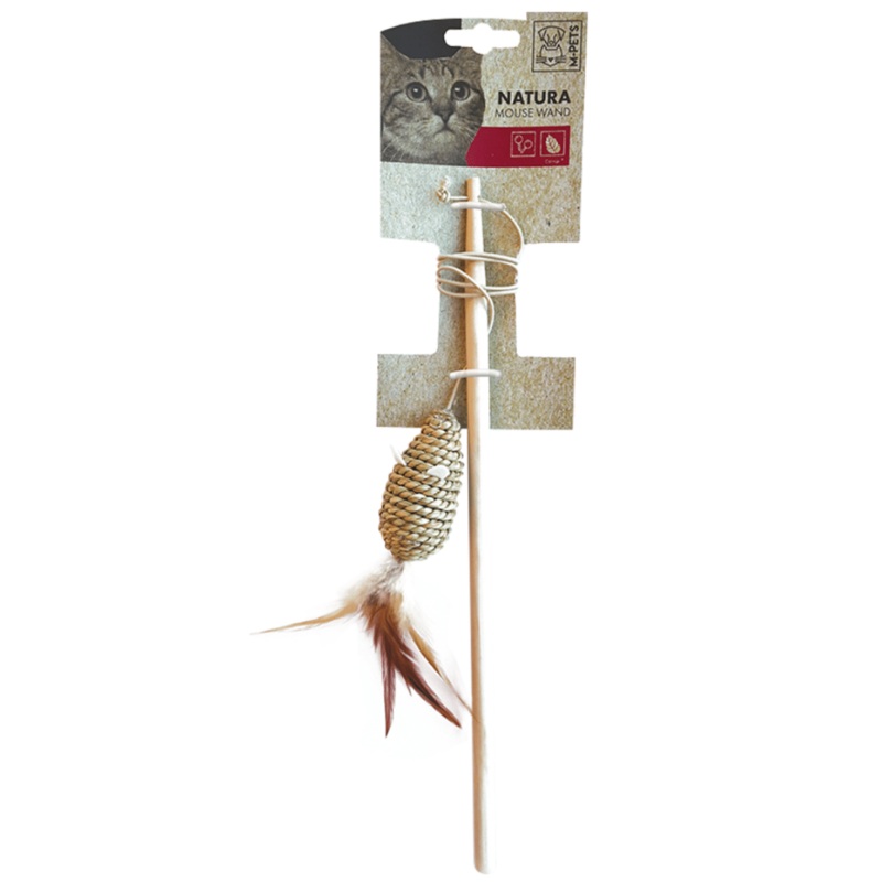M-Pets Cat Toys – Cat Wand Feather Teaser – Natura Mouse