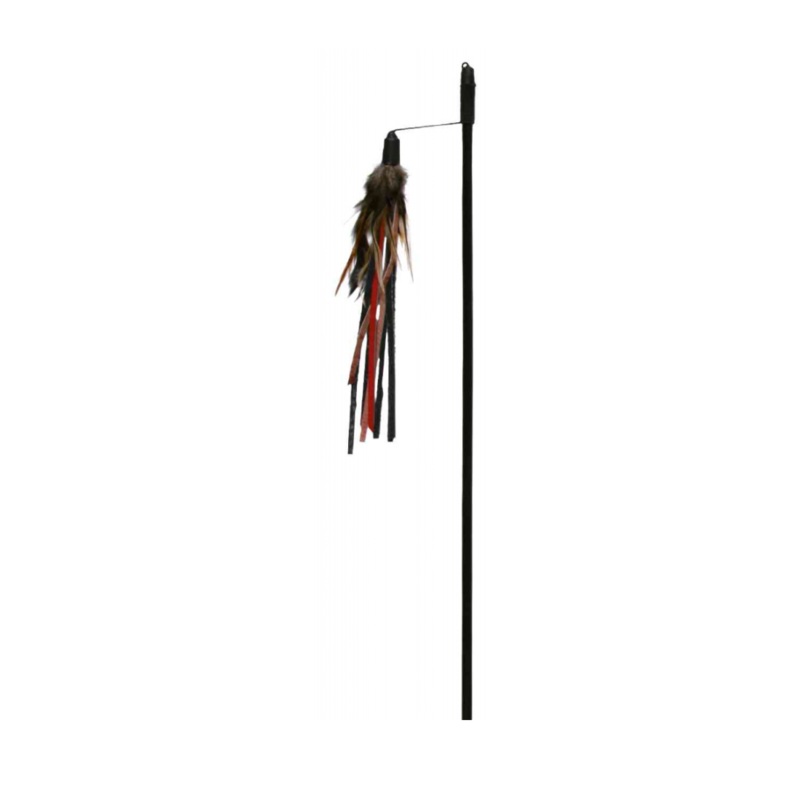 Trixie Cat Toys – Playing Rod With Leather Straps & Feathers