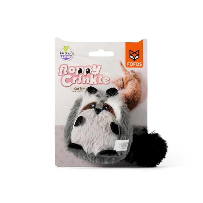 Fofos Floppy Crinkle Cat Toy Raccoon Interactive Cat Toy