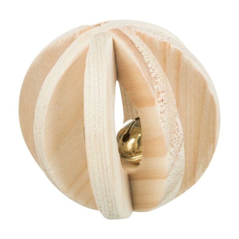 Trixie Cat Toy – Wooden Slat Play Ball with Bell