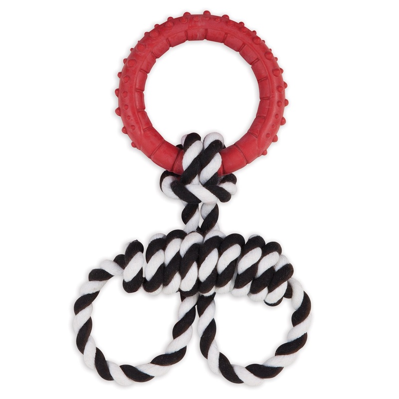 Dogzilla Rope ‘N Ring Tug|RED WHITE AND BLACK|MEDIUM