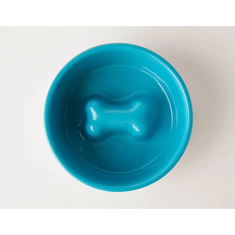 Jax & Bones Bone Slow Feeder Bowl Blue Small