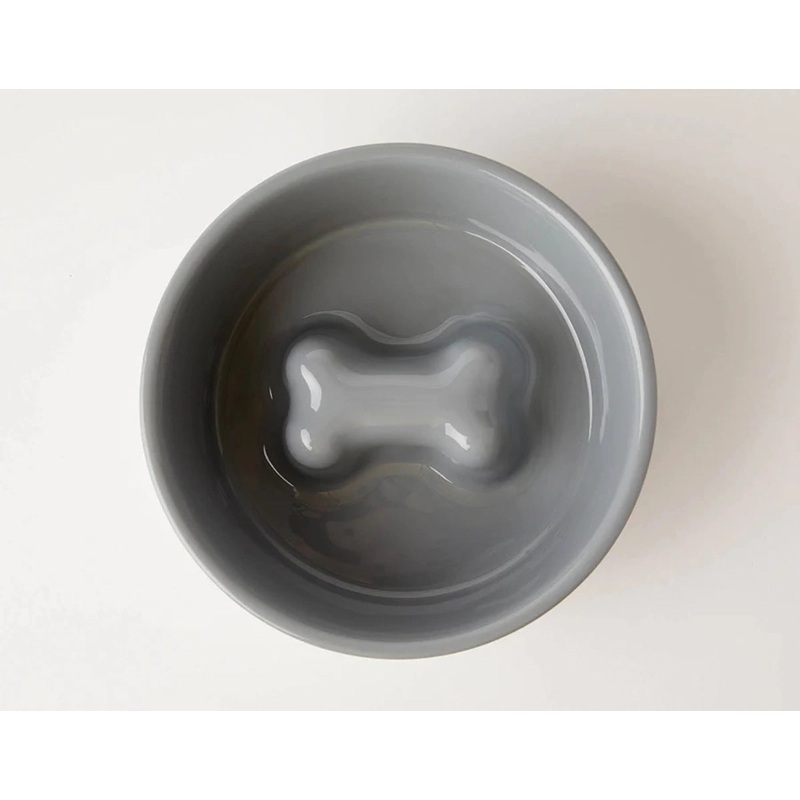 Jax & Bones Bone Slow Feeder Bowl Grey Small