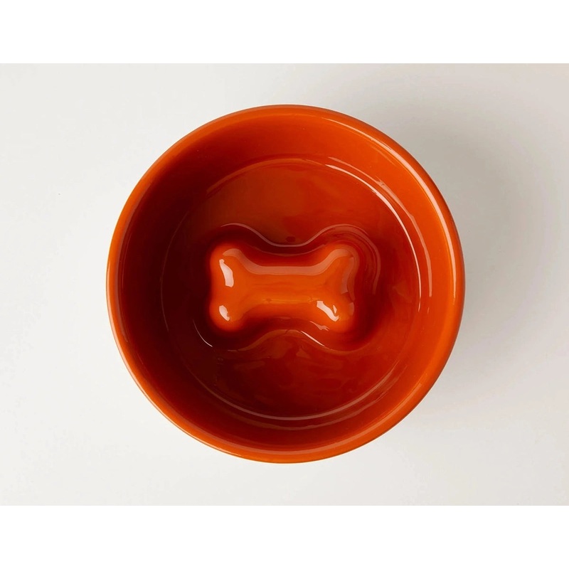 Jax & Bones Bone Slow Feeder Bowl Orange Medium