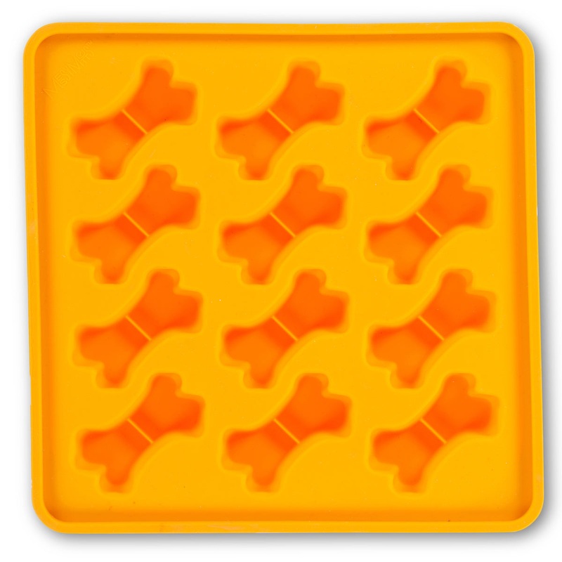Messy Mutts Framed Silicone Dog Treat Making Mold Bone Shape Orange 10 x 10