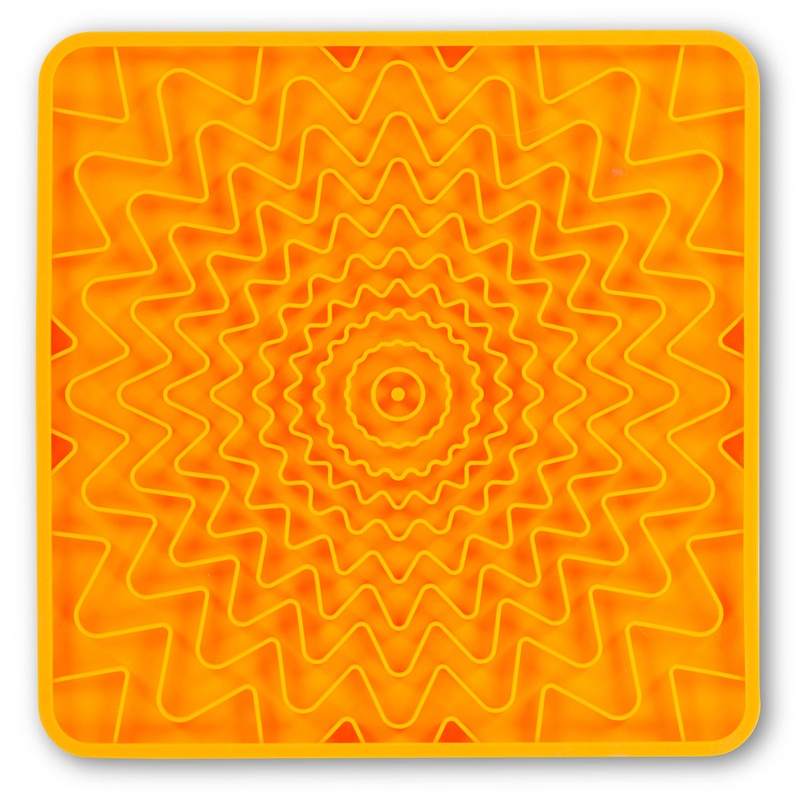 Messy Mutts Framed Spill Resistant Silicone Interactive Lick Mat Orange 10 x 10