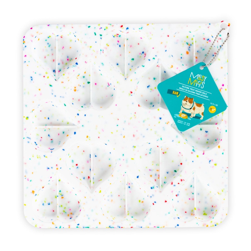 Messy Mutts Silicone Bake & Freeze Dog Treat Making Mold Heart Shape Confetti 9 x 9