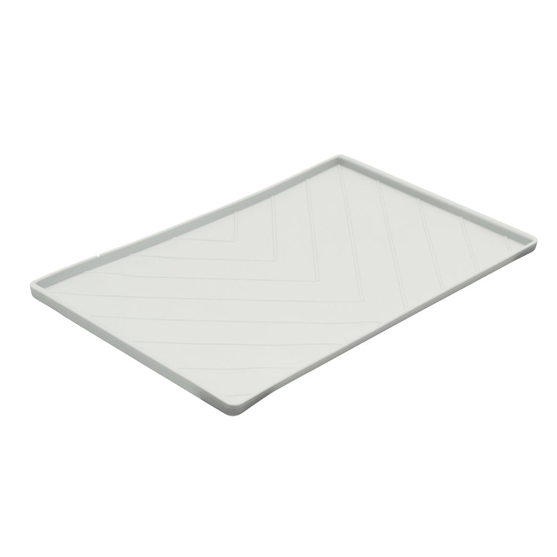Messy Mutts Silicone Food Mat Raised Edge Light Grey Large 24 x 16