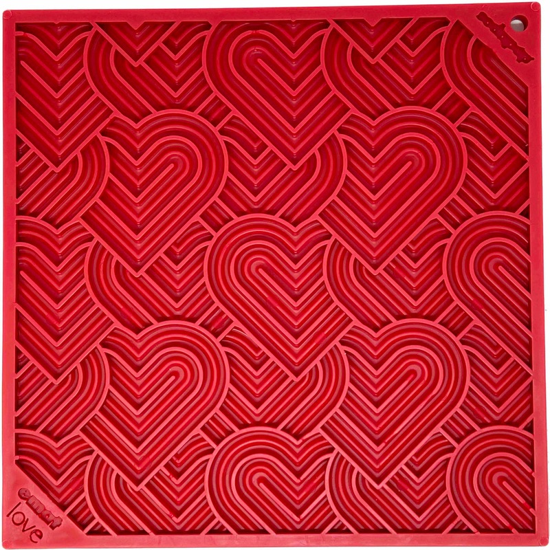 SodaPup TPE eMat Enrichment Lick Mat Heart LOVE Red Large 8
