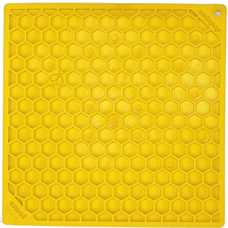 SodaPup TPE eMat Enrichment Lick Mat Honeycomb Yellow Large 8
