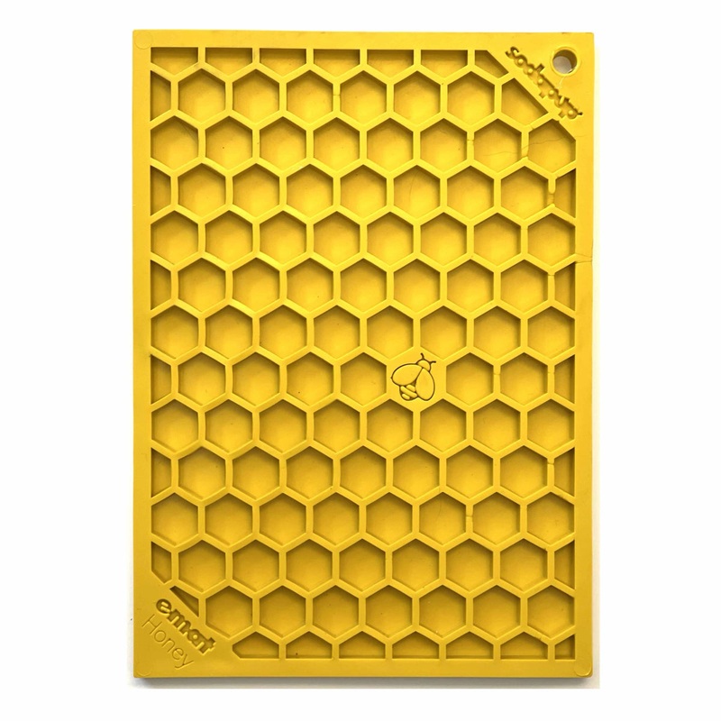 SodaPup TPE eMat Enrichment Lick Mat Honeycomb Yellow Small 5