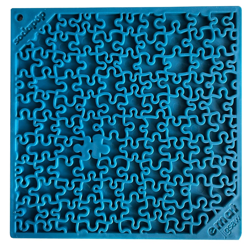 SodaPup TPE eMat Enrichment Lick Mat Jigsaw Blue Large 8
